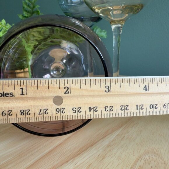 3 Cristal DArques Durand Etched Balloon Wine Goblets Blue Purple & Yellow France - Picture 7 of 7